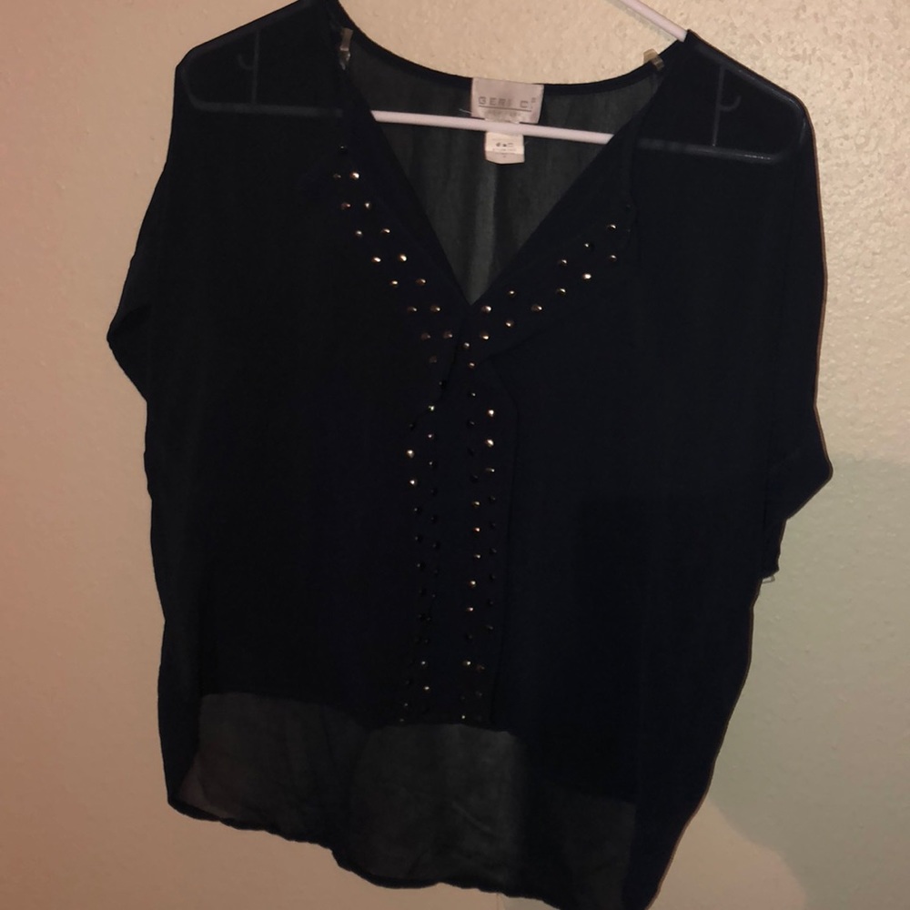 Navy blue sheer blouse